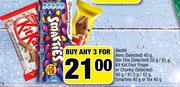 Nestle Aero 40g, BarOne 50g/55g, KitKatFourFinger Or Chunky 40g/41.5g/42g,Smarties40g Or Tex40-For 3