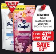 Comfort Fabric Conditioner Refill Value Pack Assorted- For 3 x 800ml