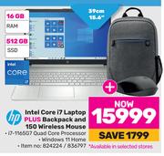 HP Intel Core i7 Laptop Plus Backpack & 150 Wireless Mouse