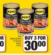 Koo Baked Beans In Tomato Sauce-For 3 x 410g