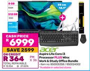 Acer Aspire Lite Core i3 Processor Plus Winx Work & Study Office Bundle