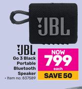 JBL Go 3 Black Portable Bluetooth Speaker