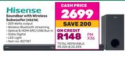Hisense Soundbar With Wireless Subwoofer HS218
