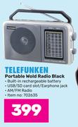 Telefunken Portable Wold Radio Black