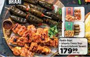 Plankie Braai Jalapeno Cheesy Dogs, Bacon & Halloumi Skewers-Per kg