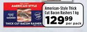 American Style Thick Cut Bacon Rashers-1kg Per Pack