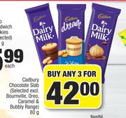 Cadbury Chocolate Slab (Selected Excl. Bournville, Oreo, Caramel & Bubbly Range)-For Any 3 x 80g