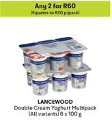 Lancewood Double Cream Yoghurt Multipack (All Variants)-For Any 2 x 6 x 100g