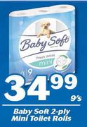 Baby Soft 2 Ply Mini Toilet Rolls-9's