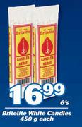 Britelite White Candles-6 x 450g