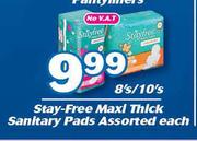 Stay Free Maxi Thick Sanitary Pads Assorted-8's/10's Each