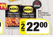 Koo Baked Beans In Tomato Sauce-For 2 x 410g