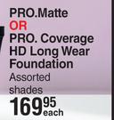 L.A.Girl Pro Matte Or Pro Coverage HD Long Wear Foundation Assorted Shades-Each