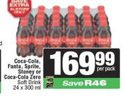 Coca Cola,Fanta,Sprite,Stoney Or Coca Cola Zero Soft Drink-24 x 300ml Per Pack