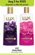 Lux Body Wash (All Variants)-For 2 x 750ml