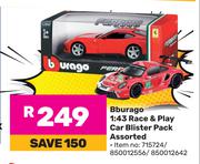 Bburago 1:43 Race & Play Car Blister Pack Assorted