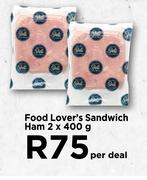 Food Lover's Sandwich Ham-2 x 400g Per Deal