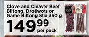 Clove & Cleaver Beef Biltong, Droewors Or Game Biltong Stix-350g Per Pack