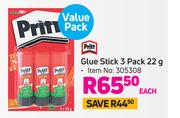 Pritt Glue Stick 3 Pack-22g Each