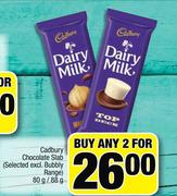 Cadbury Chocolate Slab(Selected Excl.Bubbly Range)-2 x 80g/88g