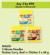 Maggi 2 Minute Noodles Durban Curry, Beef Or Chicken-For 3 x 5 x 68g
