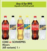 Coke Or Schweppes Mixers (All Variants)-For 6 x 1L
