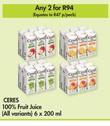 Ceres 100% Fruit Juice (All Variants)-For 2 x 6 x 200ml