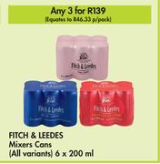 Fitch & Leedes Mixers Cans (All Variants)-For 3 x 6 x 200ml