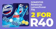 Domestos Rimblocks Lemon/Ocean-For 2 x 55g