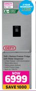 Defy 348L Bottom Freezer Fridge With Water Dispenser 