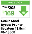 Geolia Steel Bypass Pruner Secateur 18.5cm 81443868
