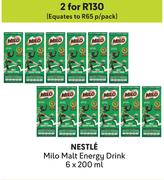 Nestle Milo Malt Energy Drink-For 2 x 6 x 200ml