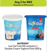 Nutriday Low Fat Fruit (All Variants) Or Double Cream Yoghurt (Plain)-For Any 2 x 900g