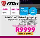 MSI 15.6"(39cm) Inter Core ™ i5 Gaming Laptop