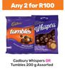 Cadbury Whispers Or Tumbles Assorted-For 2 x 200g           