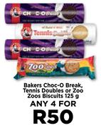 Bakers Choc O Break, Tennis Doubles Or Zoo Zoos Biscuits-For 4 x 125g