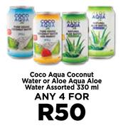 Coco Aqua Coconut Water Or Aloe Aqua Aloe Water Assorted-For 4 x 330ml