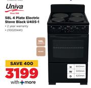 Univa 58L 4 Plate Electric Stove Black U405-1