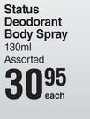 Status Deodorant Body Spray Assorted-130ml Each