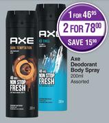 Axe Deodorant Body Spray Assorted-For 2 x 200ml