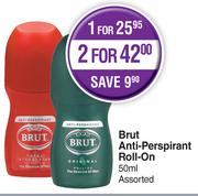 Brut Anti Perspirant Roll On Assorted-For 2 x 50ml 