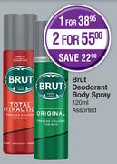 Brut Deodorant Body Spray Assorted-For 2 x 120ml