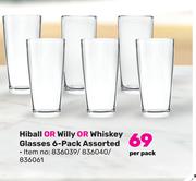 Hiball Or Willy Or Whiskey Glasses 6 Pack Assorted-Per Pack