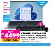 Asus Intel Celeron Laptop Plus Ultralink Wireless Mouse & Keyboard