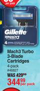 Gillette Mach3 Turbo 3-Blade Cartridges (4-Pack)-Per Pack