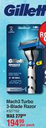 Gillette Mach3 Turbo 3-Blade Razor-Per Pack