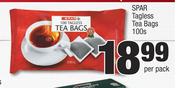 Spar Tagless Teabags-100s Per Pack