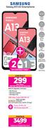 2 x Samsung Galaxy A13 4G Smartphone-On 2GB Red Top Up Core More Data + On Promo 70