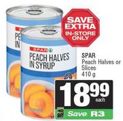 Spar Peach Halves Or Slices-410g Each