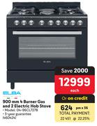 ELBA 900mm 4 Burner Gas And 2 Electric Hob Stove 460424-Each